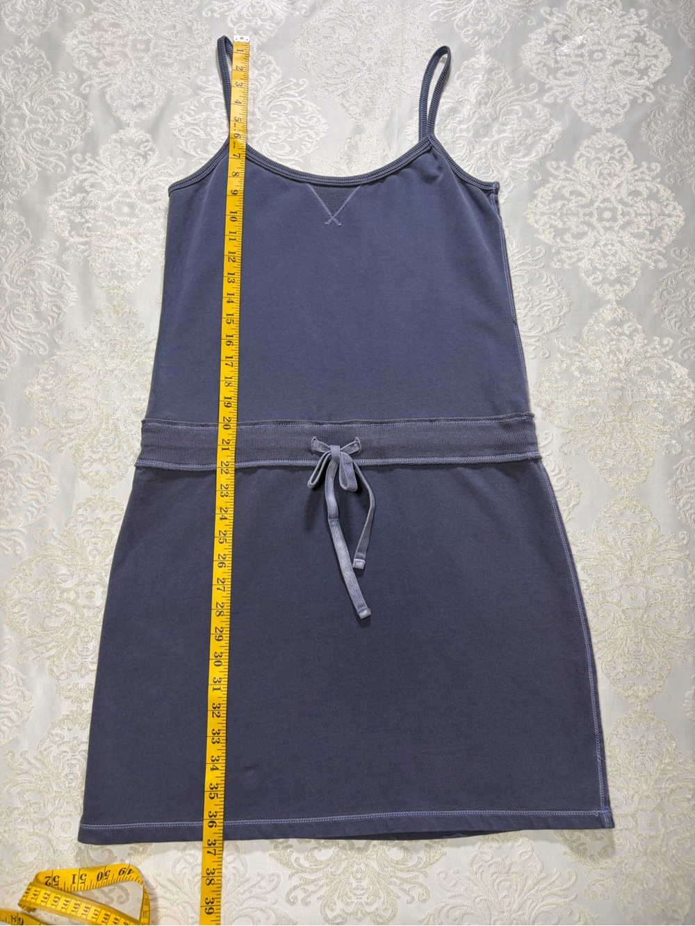 GAP 2007 Slate Blue French Terry Cami Mini Dress Drawstring Waist Y2K Medium - Picture 9 of 10